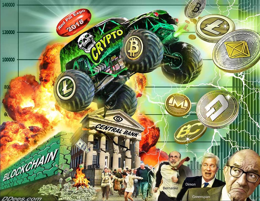 The NutriMedical Report Show Hour Three Thursday March 1st 2018 - David Dees, Anarchist Geopolitical Prophetic Artist, Get the Trilogy and Posters, Cryto Monster Truck New Art, Post Anarch-a-Pulco Mexico Meeting, Dangers of Crypto Currencies Plus Biometrics, Best Crypto is Karatbank Coins convert to GOLD,